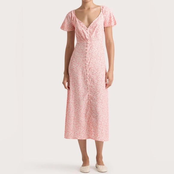 NWT Faithfull the Brand Aurelie Midi Dress in Calla Sz 8 Cottagecore Feminine - Picture 1 of 12